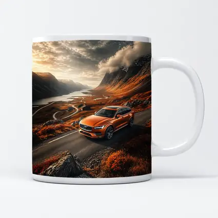 Volvo V90 Orange SUV Mountain Valley Road