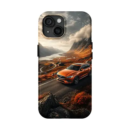 Volvo V90 Orange SUV Mountain Valley Road
