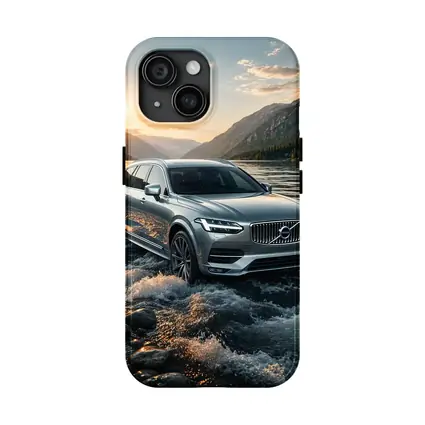 Volvo V90 Crossing River at Sunset