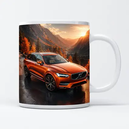 Volvo XC90 Orange SUV Mountain Sunset Road