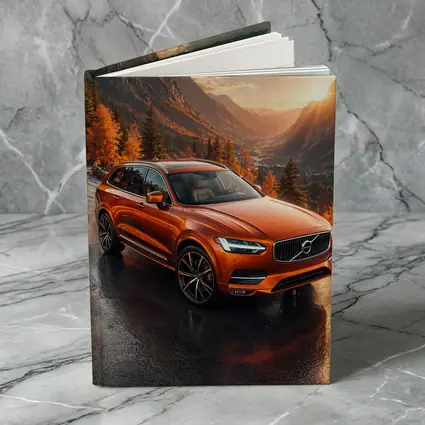 Volvo XC90 Orange SUV Mountain Sunset Road