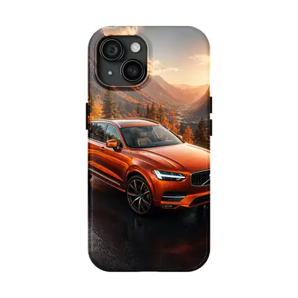 Volvo XC90 Orange SUV Mountain Sunset Road