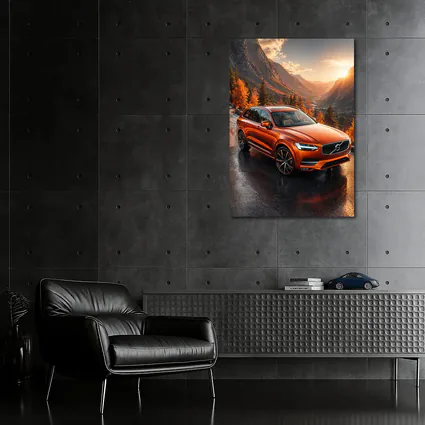 Volvo XC90 Orange SUV Mountain Sunset Road