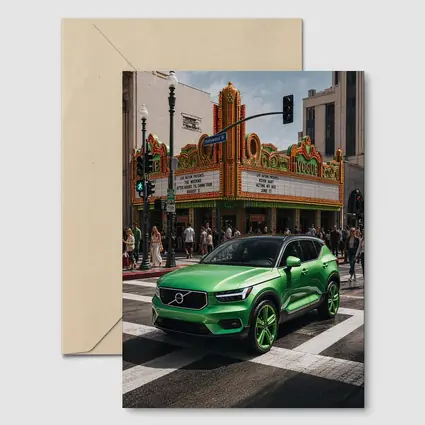 Volvo XC40 Green Hollywood Boulevard City Street
