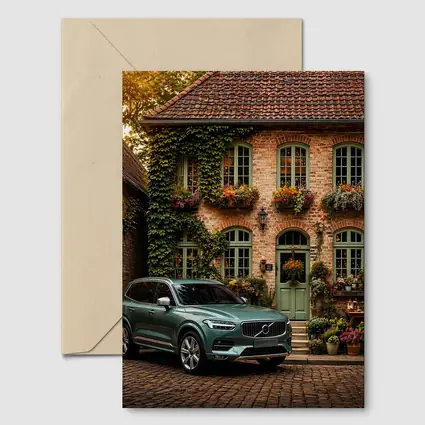 Volvo XC90 Parked Outside Charming Brick House
