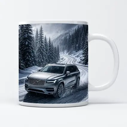 Volvo XC90 SUV Drifting Snowy Mountain Road