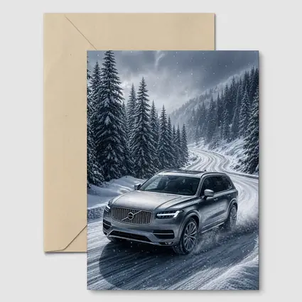 Volvo XC90 SUV Drifting Snowy Mountain Road
