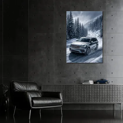 Volvo XC90 SUV Drifting Snowy Mountain Road
