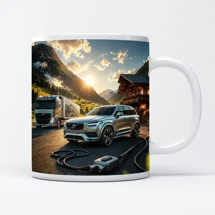 Volvo XC90 Charging Mountain Sunset Scene