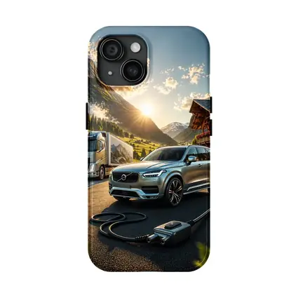 Volvo XC90 Charging Mountain Sunset Scene