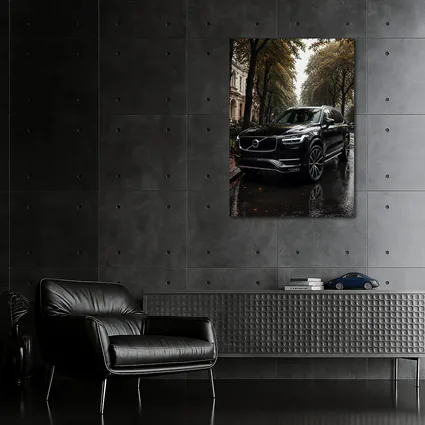 Volvo XC90 Black SUV Rainy City Street