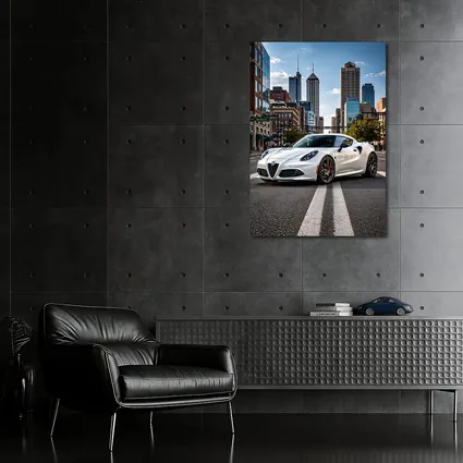 White Alfa Romeo 4C City Street