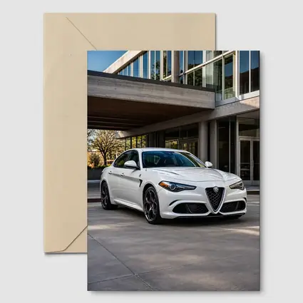 Alfa Romeo Giulia White Urban Architecture Setting
