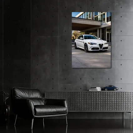 Alfa Romeo Giulia White Urban Architecture Setting