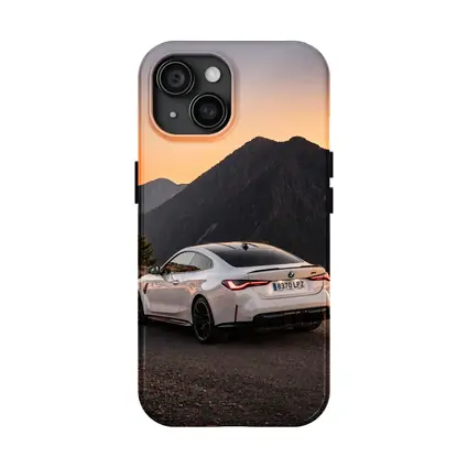 BMW M4 White Coupe Mountain Sunset