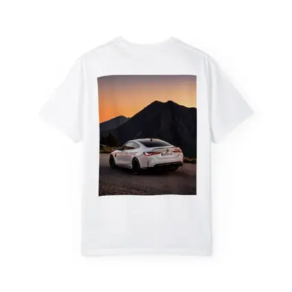 BMW M4 White Coupe Mountain Sunset