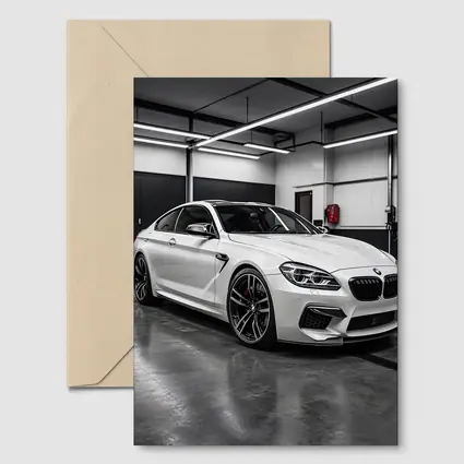 White BMW M6 Parked in Garage