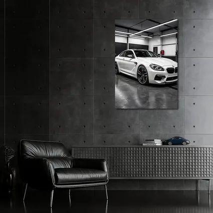White BMW M6 Parked in Garage