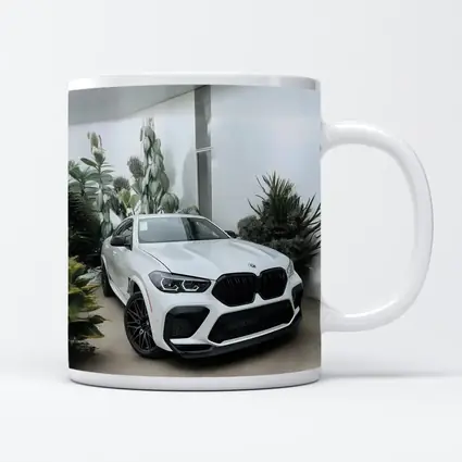 BMW X6 M White SUV Plants Background