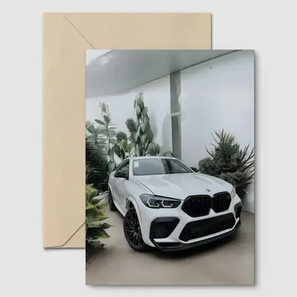 BMW X6 M White SUV Plants Background