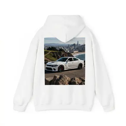 White Dodge Charger SRT San Francisco Skyline