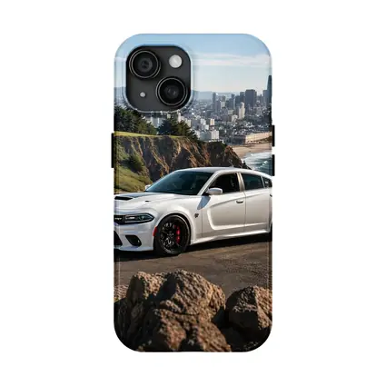 White Dodge Charger SRT San Francisco Skyline