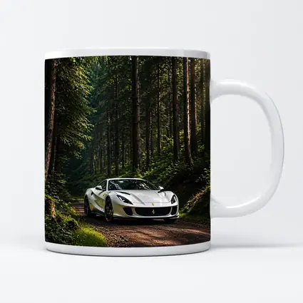 White Ferrari 812 Superfast Forest Road