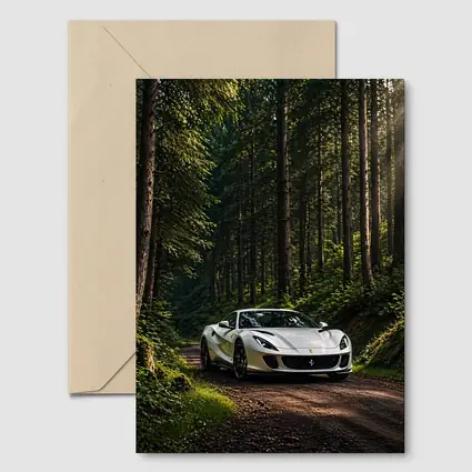 White Ferrari 812 Superfast Forest Road
