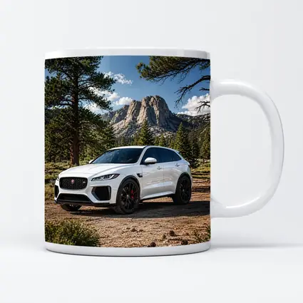 White Jaguar F-Pace SVR Mountain Forest Setting