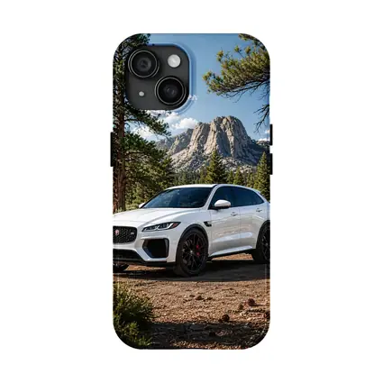 White Jaguar F-Pace SVR Mountain Forest Setting