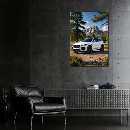 White Jaguar F-Pace SVR Mountain Forest Setting