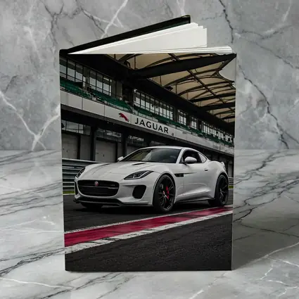 White Jaguar F-Type on Race Track