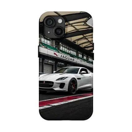 White Jaguar F-Type on Race Track