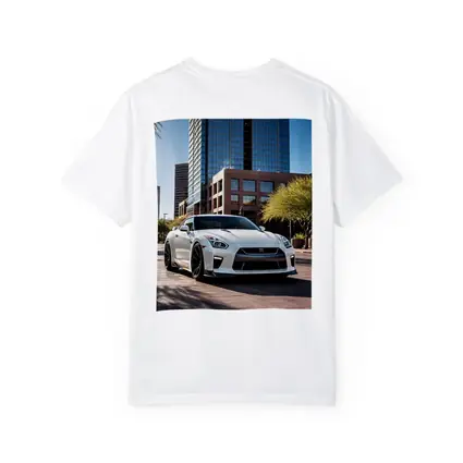 White Nissan GT-R City Downtown Setting