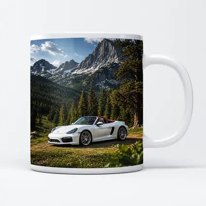 White Porsche Boxster Mountain Forest Setting