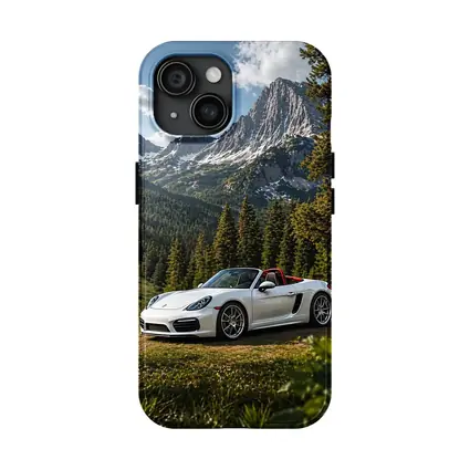 White Porsche Boxster Mountain Forest Setting