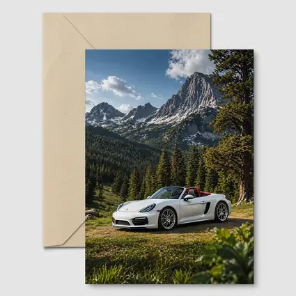 White Porsche Boxster Mountain Forest Setting