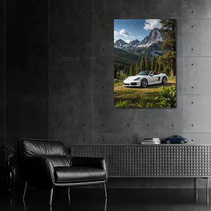 White Porsche Boxster Mountain Forest Setting