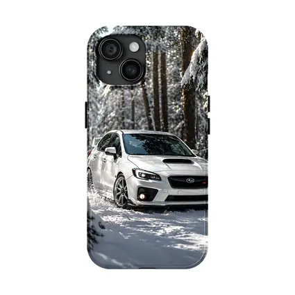 Subaru WRX STI White Snowy Forest Drive