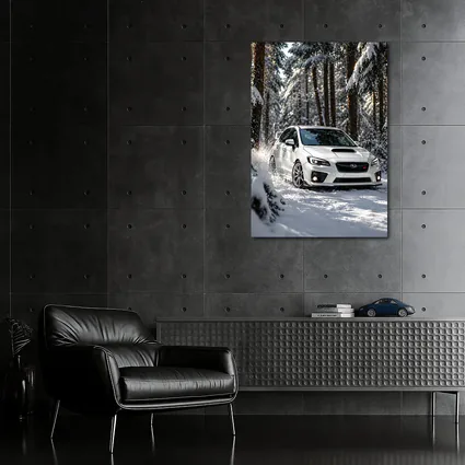 Subaru WRX STI White Snowy Forest Drive