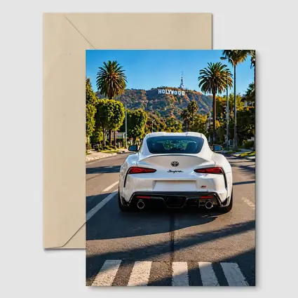 White Toyota Supra Hollywood Los Angeles Street