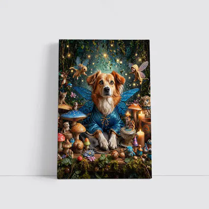 Fairy Dog With Wings In Enchanted Forest