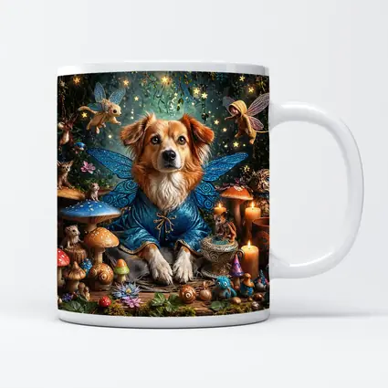 Fairy Dog With Wings In Enchanted Forest
