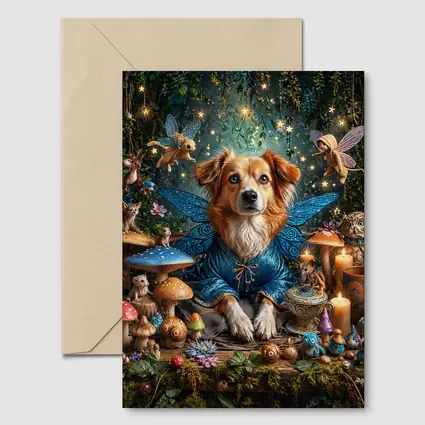 Fairy Dog With Wings In Enchanted Forest
