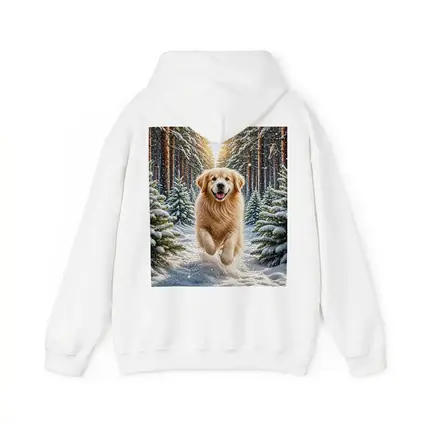 Golden Retriever Running Through Snowy Winter Forest