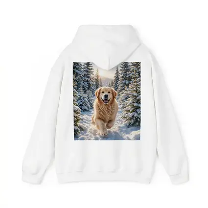 Golden Retriever Running Through Snowy Forest