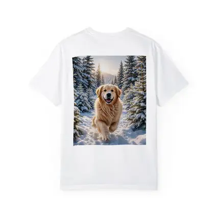 Golden Retriever Running Through Snowy Forest