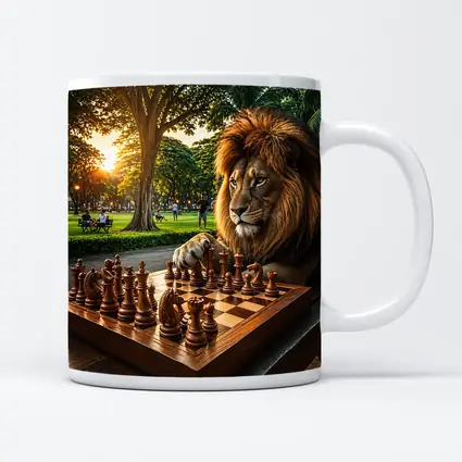 Lion Playing Chess in Sunny Park
