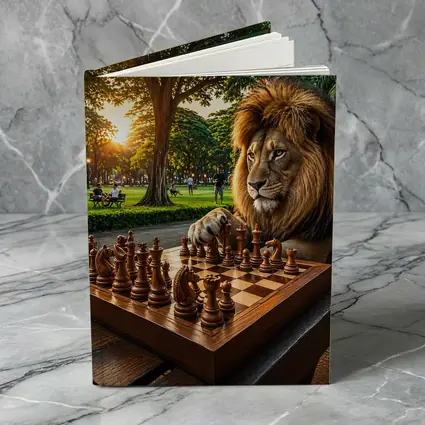 Lion Playing Chess in Sunny Park