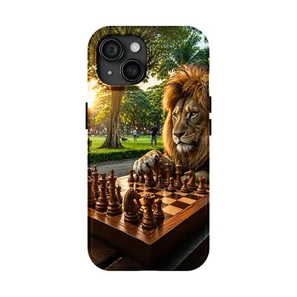 Lion Playing Chess in Sunny Park